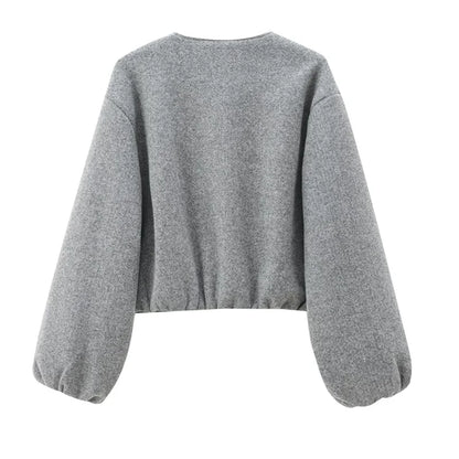 Faux wool cropped bomber — effortless style for fall and winter.