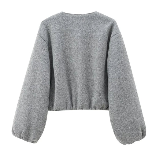 Faux wool cropped bomber — effortless style for fall and winter.