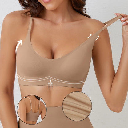 Seamless, breathable bra with soft support — no steel ring, ultra-comfortable.