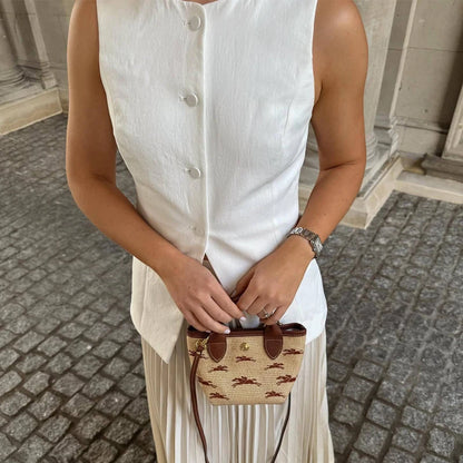 Tailored sleeveless vest for women — button-up, summer streetwear style.