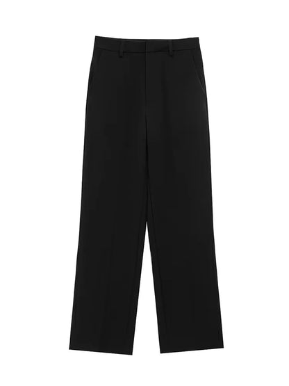 TFMLN 2025 black two-piece set — zip-up top and wide-leg pants.
