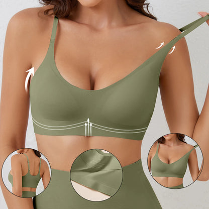 Seamless, breathable bra with soft support — no steel ring, ultra-comfortable.