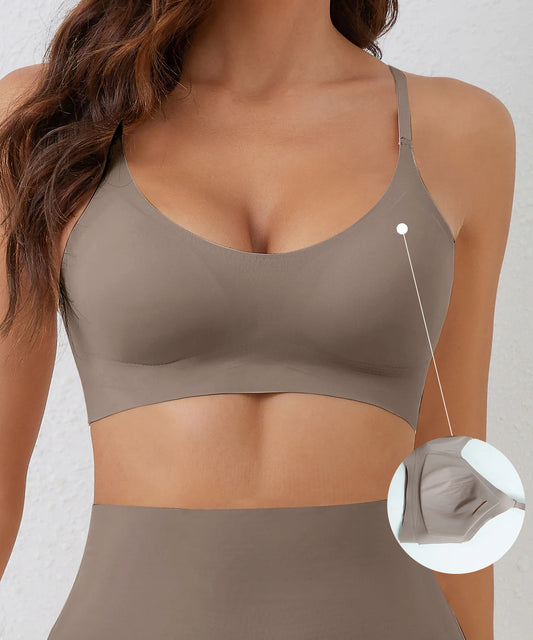 Seamless, breathable bra with soft support — no steel ring, ultra-comfortable.