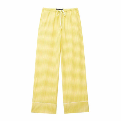Women's Yellow Striped Shirt and Pants Set